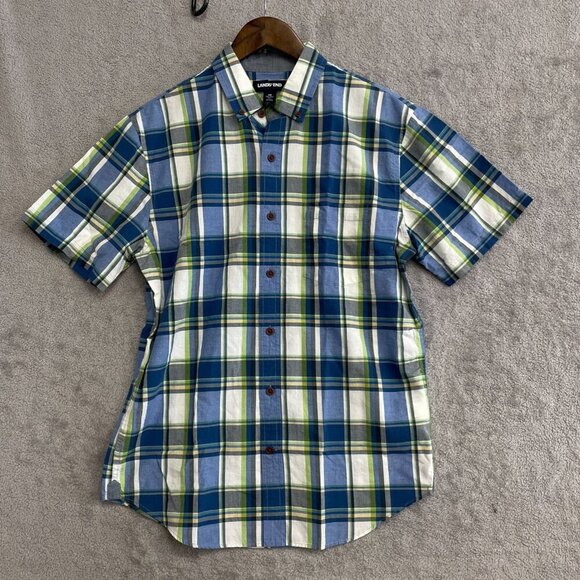 NWOT Lands' End Men's M Tailored Fit Plaid Short Sleeve Button down Shirt - Picture 1 of 7